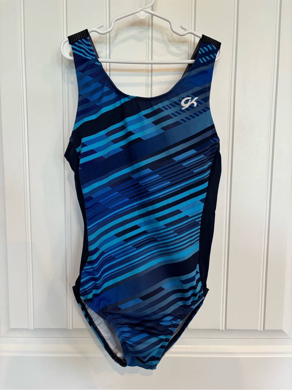 GK Elite Blue Striped Leotard